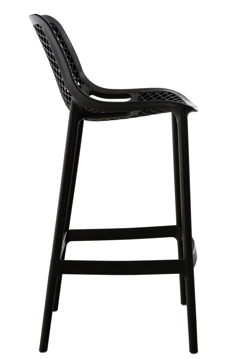 Tabouret de bar avec repose-pieds design moderne plastique noir intérieur ou extérieur 10_0000039