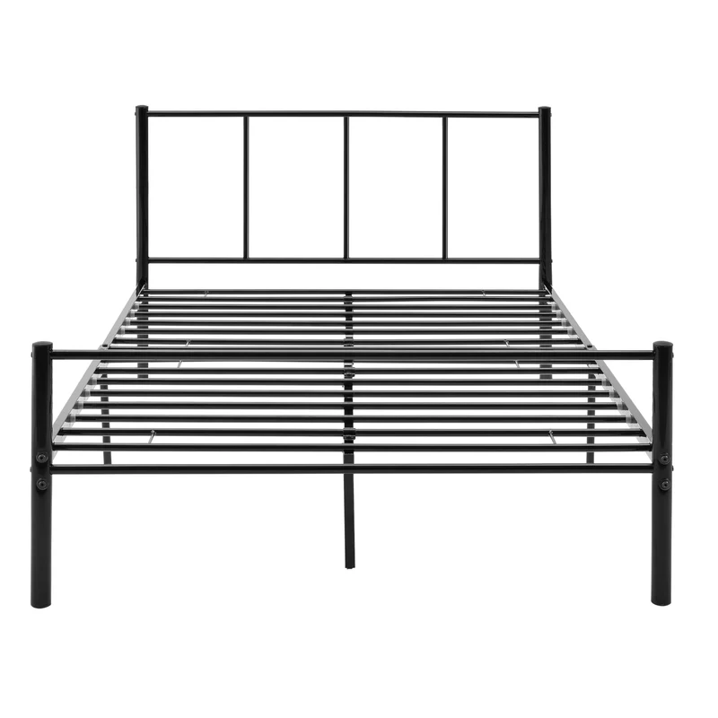 Lit pour adultes en métal avec lattes métalliques structure en acier noir 120 x 200 cm 03_0002692