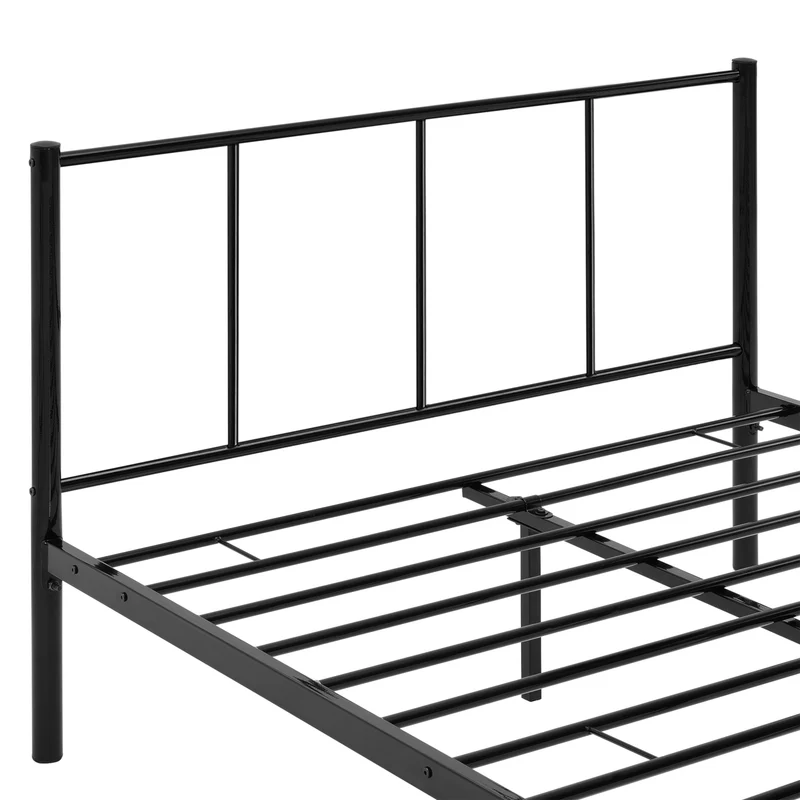 Lit pour adultes en métal avec lattes métalliques structure en acier noir 120 x 200 cm 03_0002692