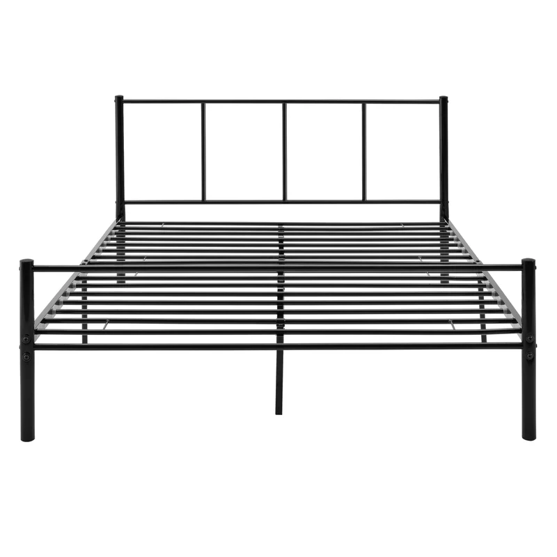 Lit pour adultes en métal avec lattes métalliques structure en acier noir 140 x 200 cm 03_0002693