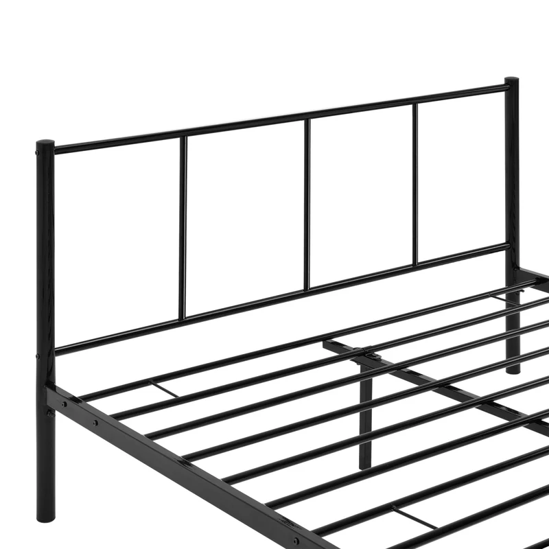 Lit pour adultes en métal avec lattes métalliques structure en acier noir 140 x 200 cm 03_0002693