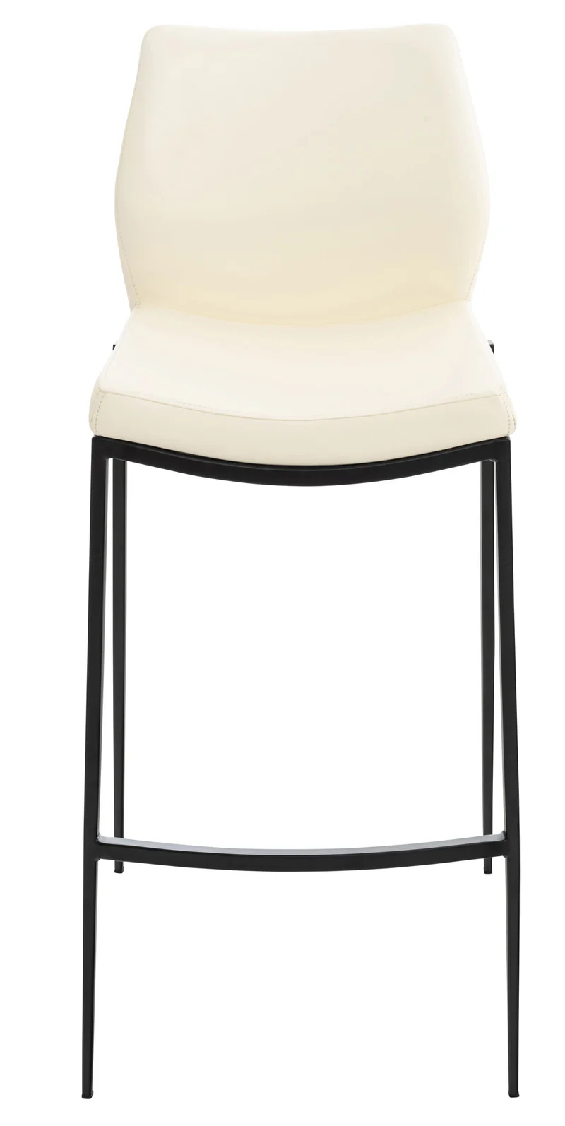 Tabouret de bar design classique et moderne en synthétique crème pieds en acier noir repose-pieds 10_0000867
