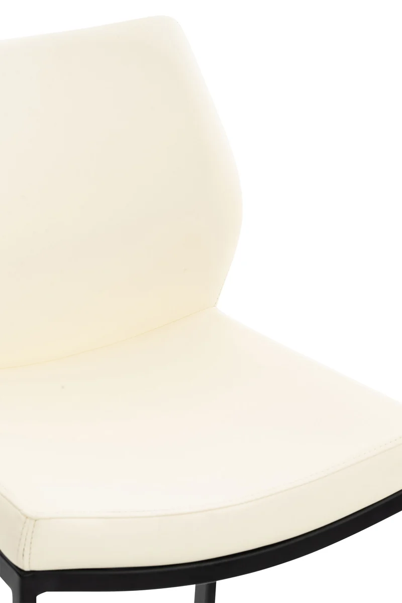 Tabouret de bar design classique et moderne en synthétique crème pieds en acier noir repose-pieds 10_0000867