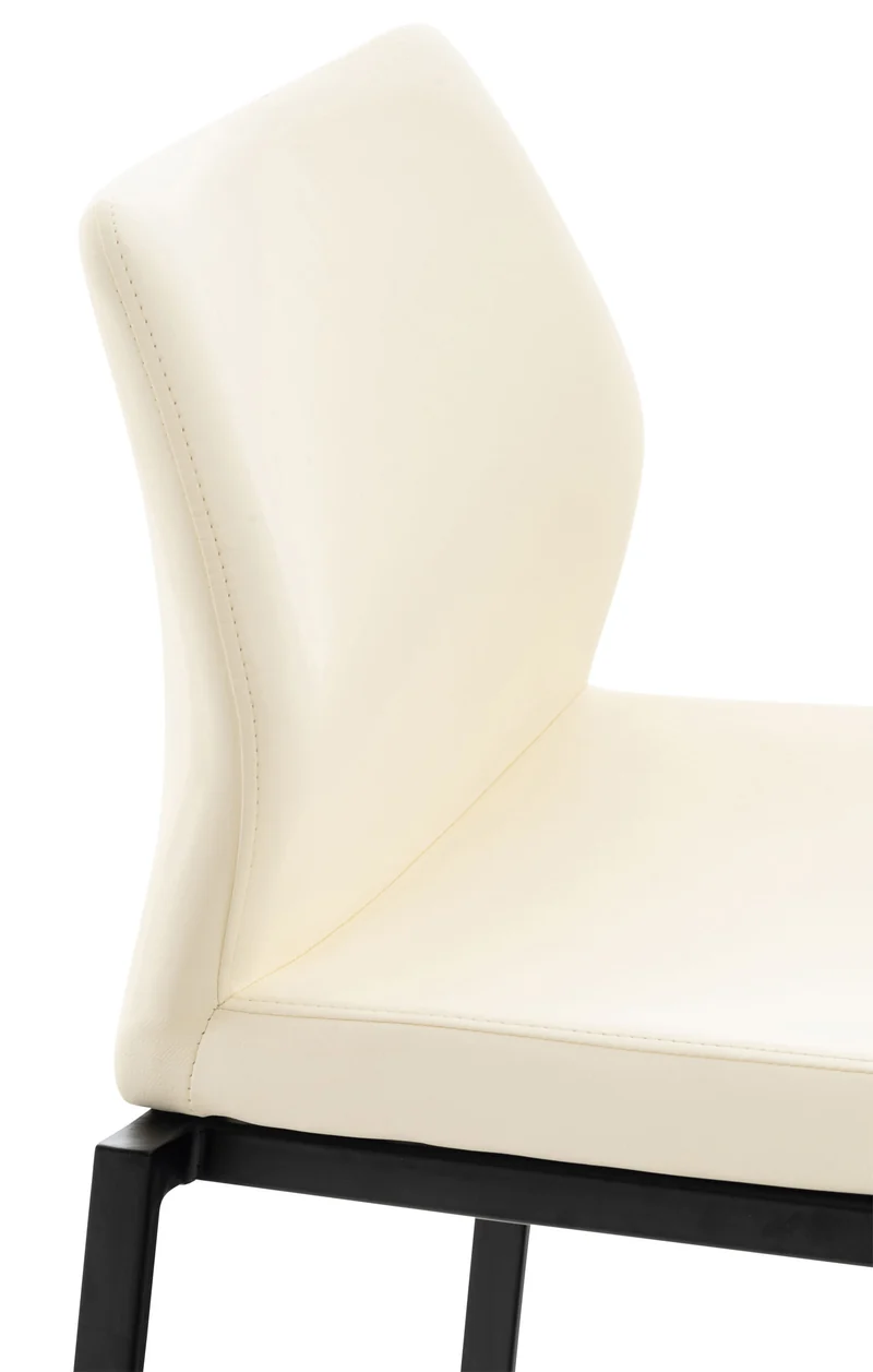 Tabouret de bar design classique et moderne en synthétique crème pieds en acier noir repose-pieds 10_0000867