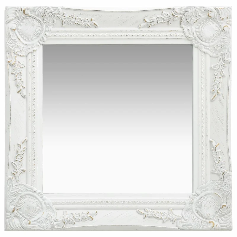 Miroir mural carré style baroque 40x40 cm Blanc DEC022846