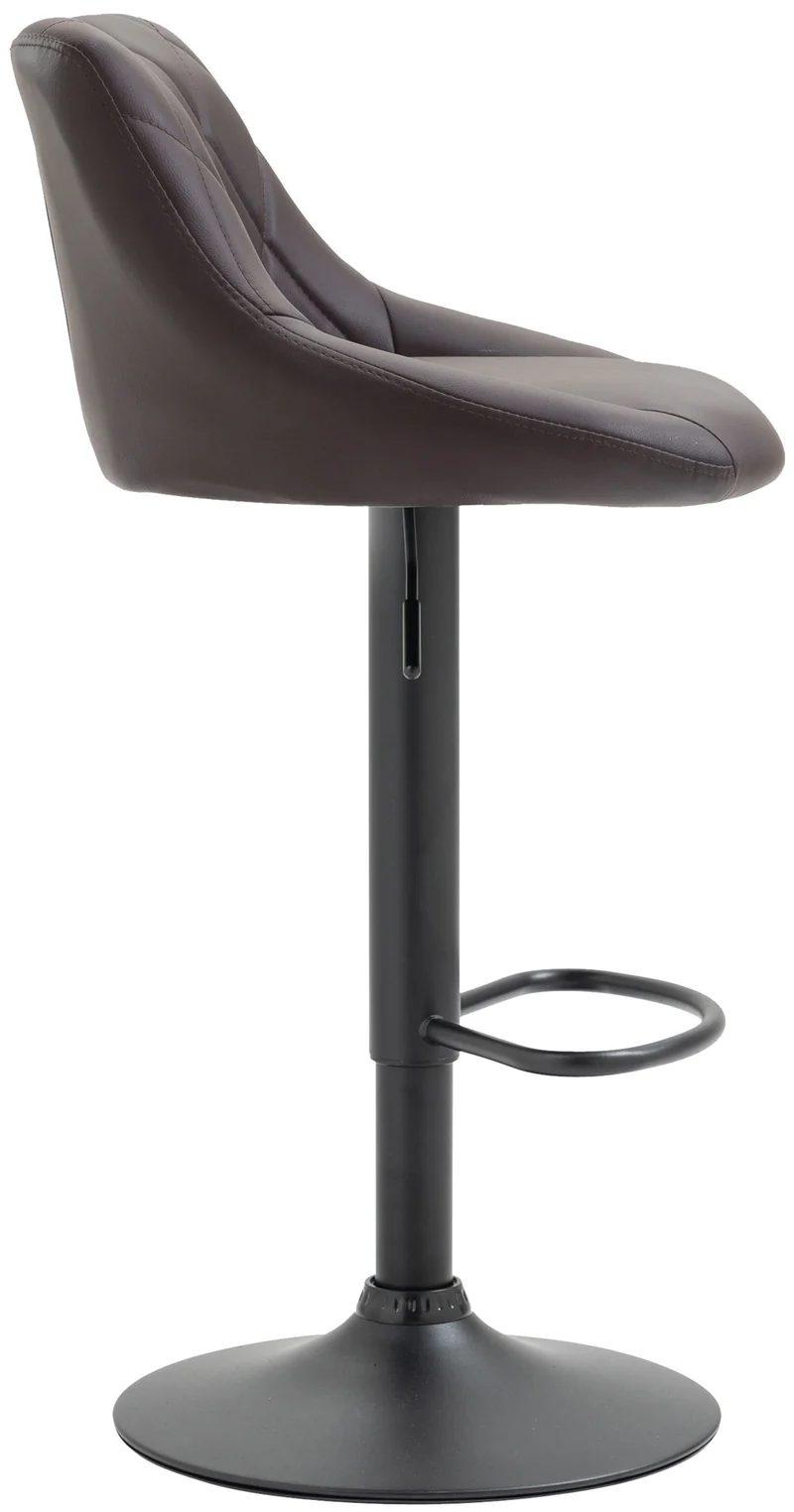Tabouret de bar en synthétique marron pivotant avec repose-pieds métal noir coutures décoratives TDB10581