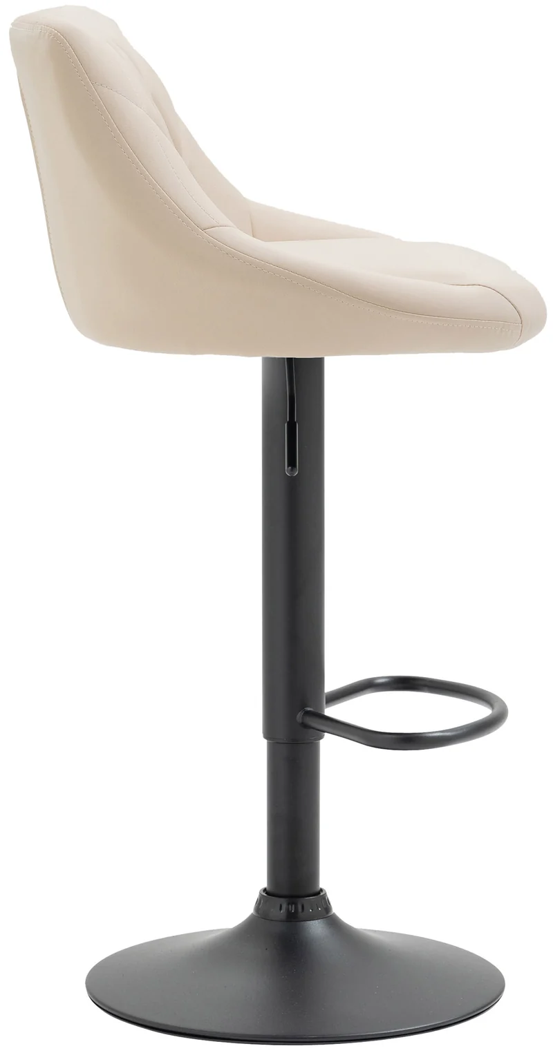 Tabouret de bar en synthétique crème pivotant avec repose-pieds métal noir coutures décoratives TDB10582