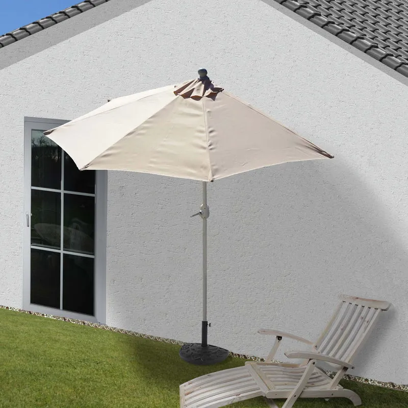 Demi parasol semi-circulaire balcon terrasse UV 50+ polyester/aluminium 3kg avec une portée de 270 cm crème avec support 04_0003849