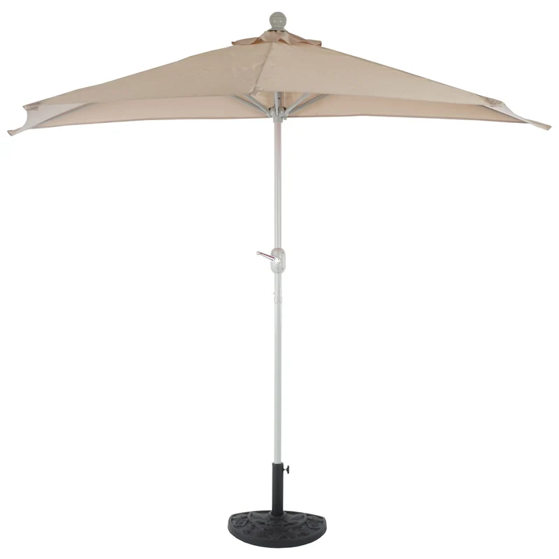 Demi parasol semi-circulaire balcon terrasse UV 50+ polyester/aluminium 3kg avec une portée de 270 cm crème avec support 04_0003849