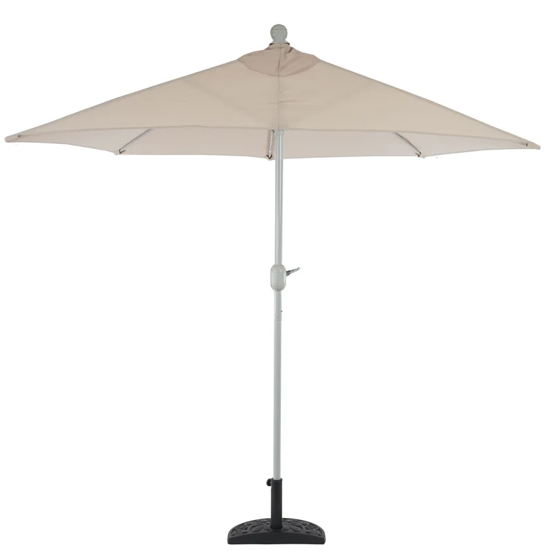 Demi parasol semi-circulaire balcon terrasse UV 50+ polyester/aluminium 3kg avec une portée de 270 cm crème avec support 04_0003849