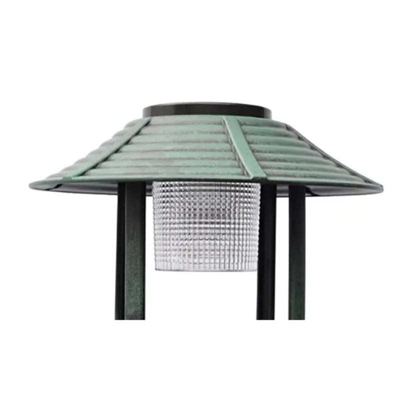 Baignoire mangeoire fontaine bain d'oiseaux verte avec lampe solaire 39x39x97 cm DEC020796