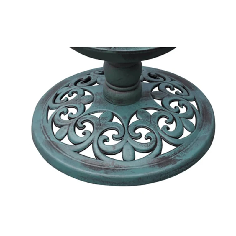 Baignoire mangeoire fontaine bain d'oiseaux verte avec lampe solaire 39x39x97 cm DEC020796