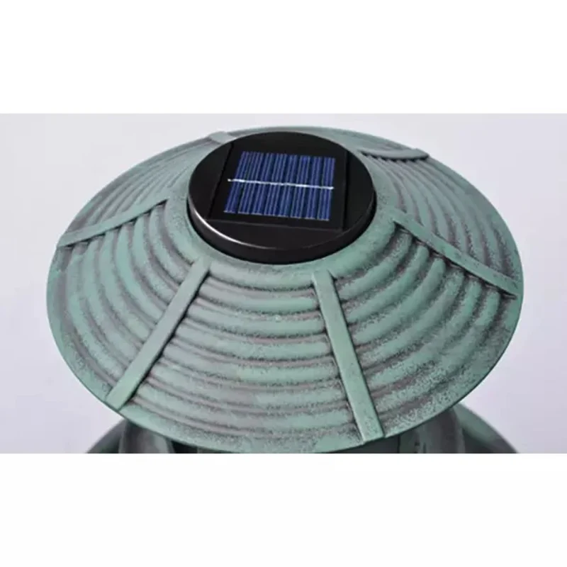Baignoire mangeoire fontaine bain d'oiseaux verte avec lampe solaire 39x39x97 cm DEC020796