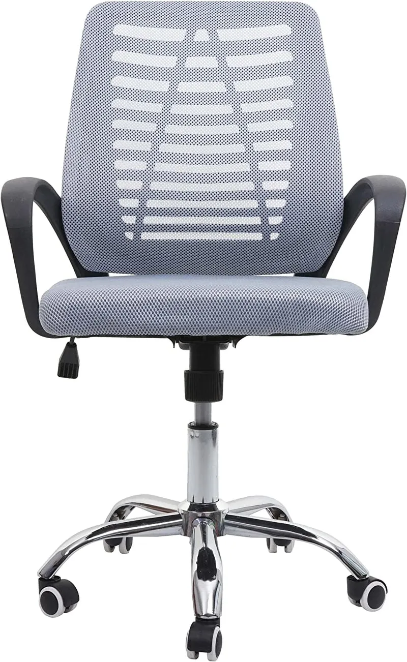 Chaise de bureau sur roulette dossier ergonomique revêtement en maille tissu/textile gris BUR04125