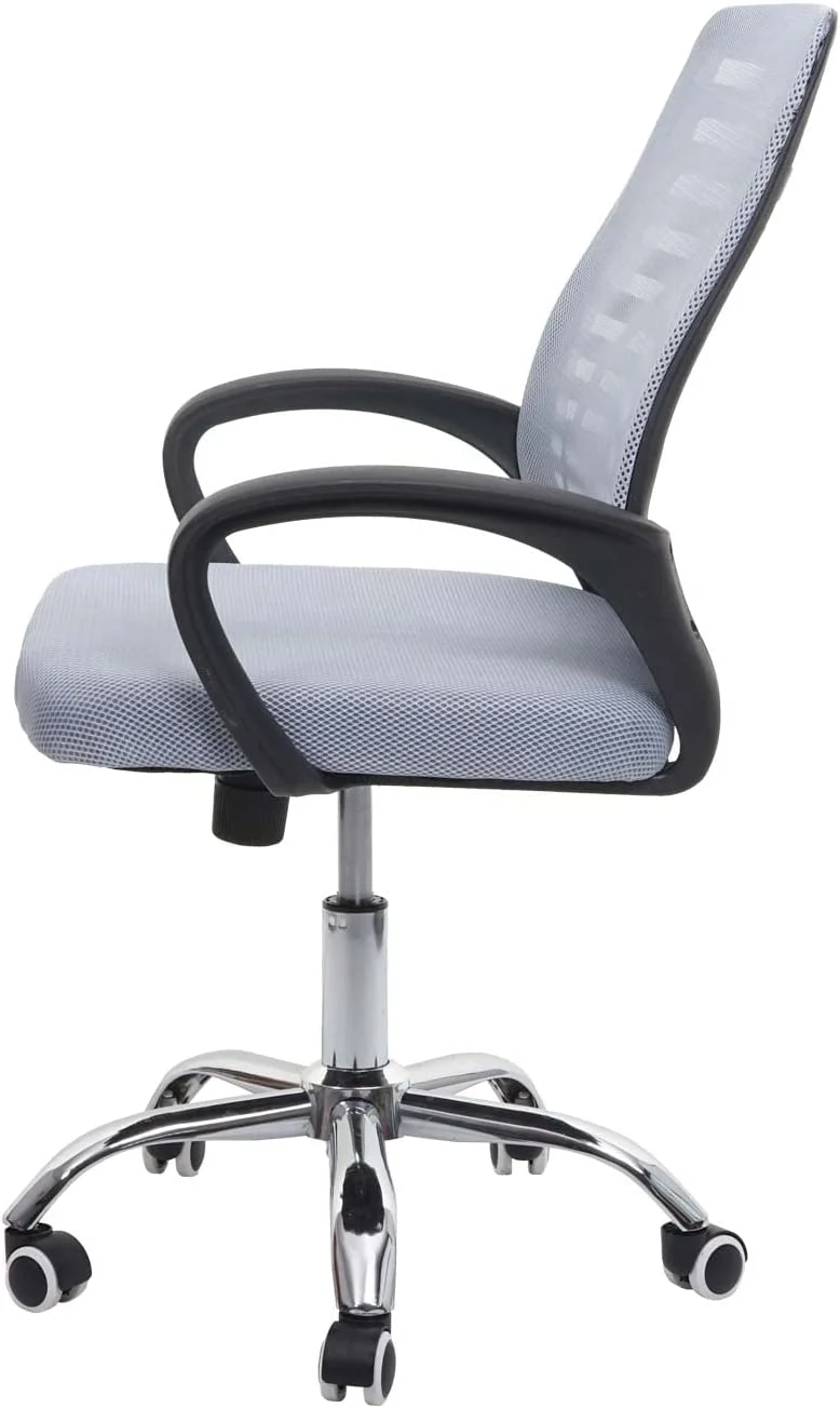 Chaise de bureau sur roulette dossier ergonomique revêtement en maille tissu/textile gris BUR04125