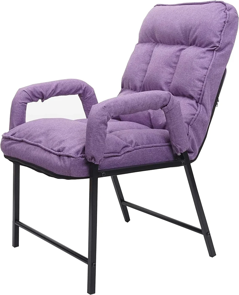 Chaise fauteuil lounge rembourrée dossier inclinable 160 kg métal réglable en tissu/textile violet FAL04050