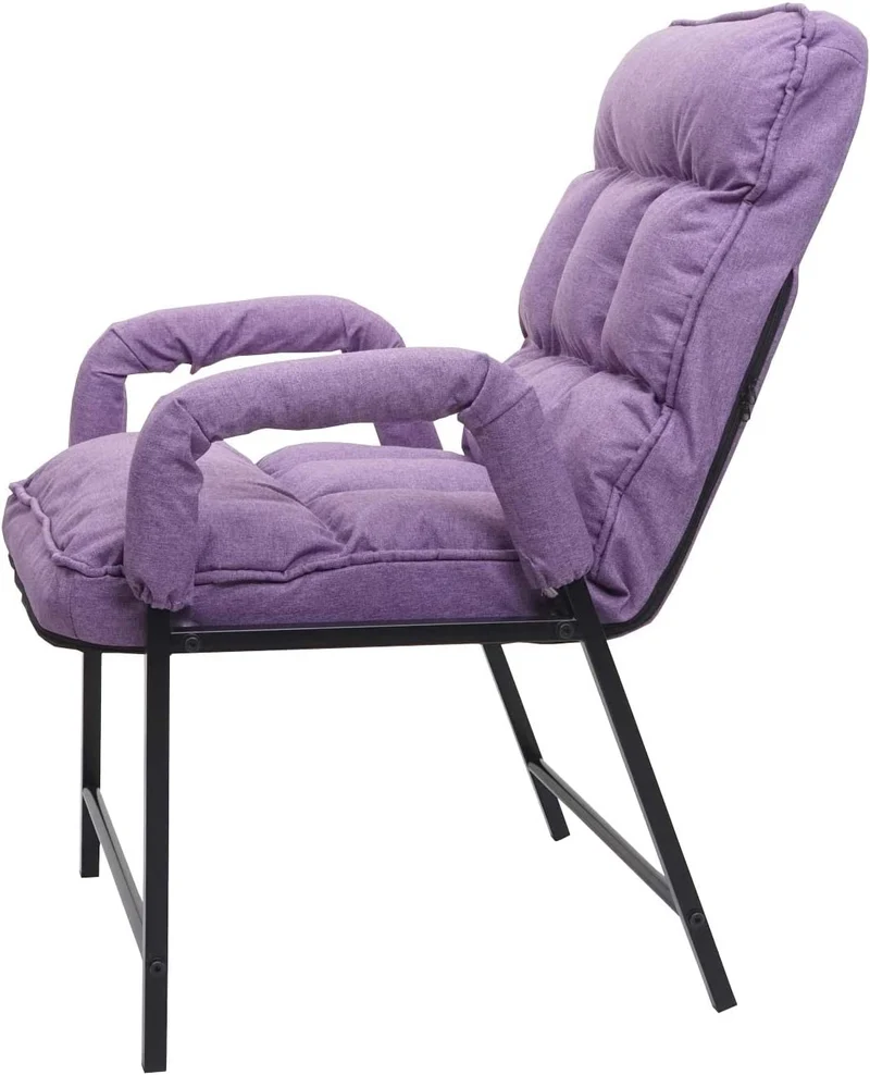 Chaise fauteuil lounge rembourrée dossier inclinable 160 kg métal réglable en tissu/textile violet FAL04050