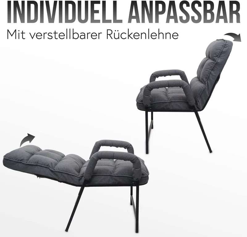 Chaise fauteuil lounge rembourrée dossier inclinable 160 kg métal réglable en tissu/textile violet FAL04050