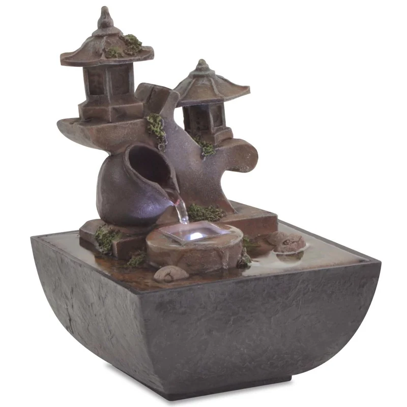 Fontaine d'intérieur avec lampe LED Polyrésine 13,5x13,5x18,5 cm DEC020764
