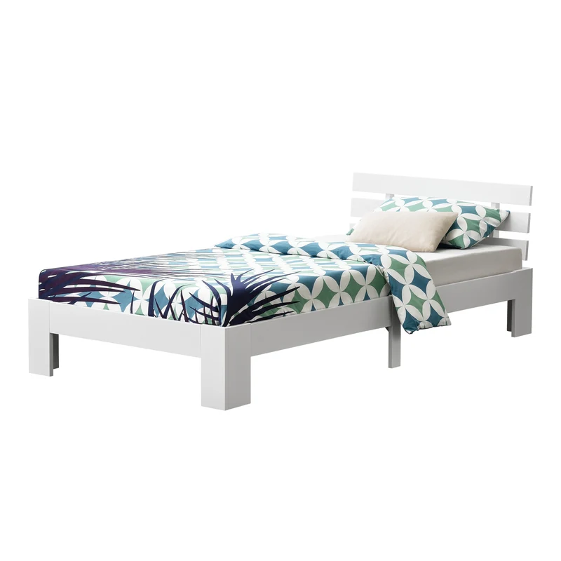 Cadre de lit pour adultes avec sommier à lattes en bois de pin blanc 120 x 200 cm 03_0004749