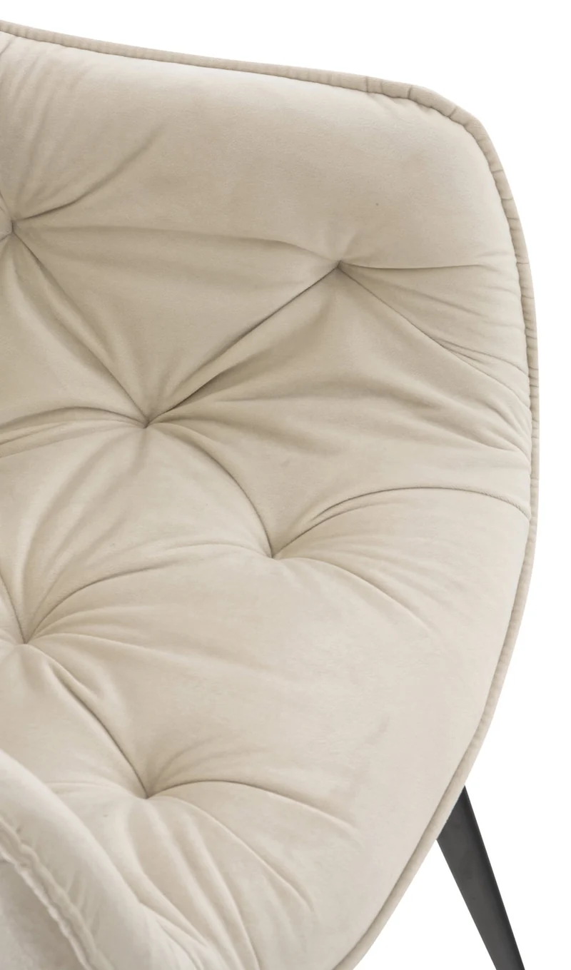 Chaise de coiffeuse salon bureau rembourré confortable et moderne capitonné velours crème FAL10529