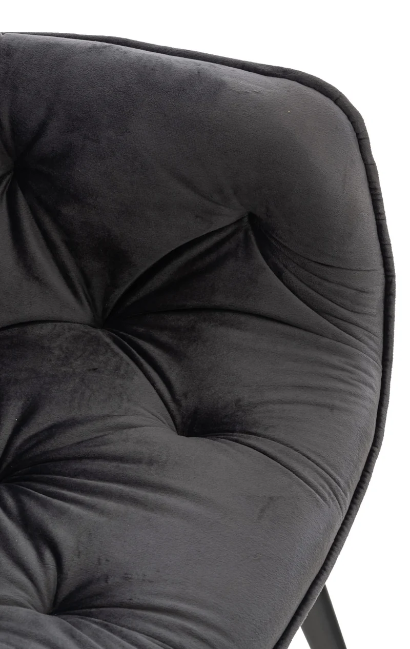 Chaise de coiffeuse salon bureau rembourré confortable et moderne capitonné velours gris foncé FAL10527