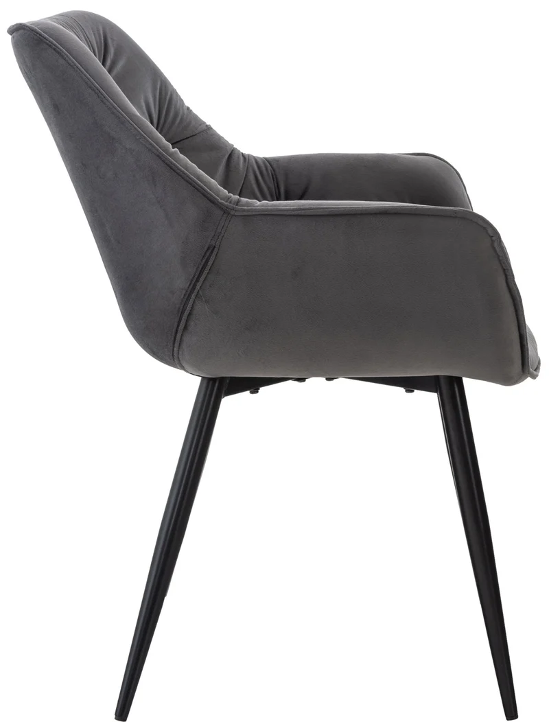 Chaise de coiffeuse salon bureau rembourré confortable et moderne capitonné velours gris foncé FAL10527