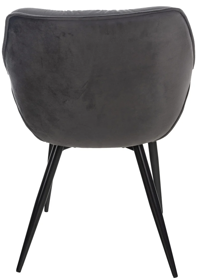 Chaise de coiffeuse salon bureau rembourré confortable et moderne capitonné velours gris foncé FAL10527