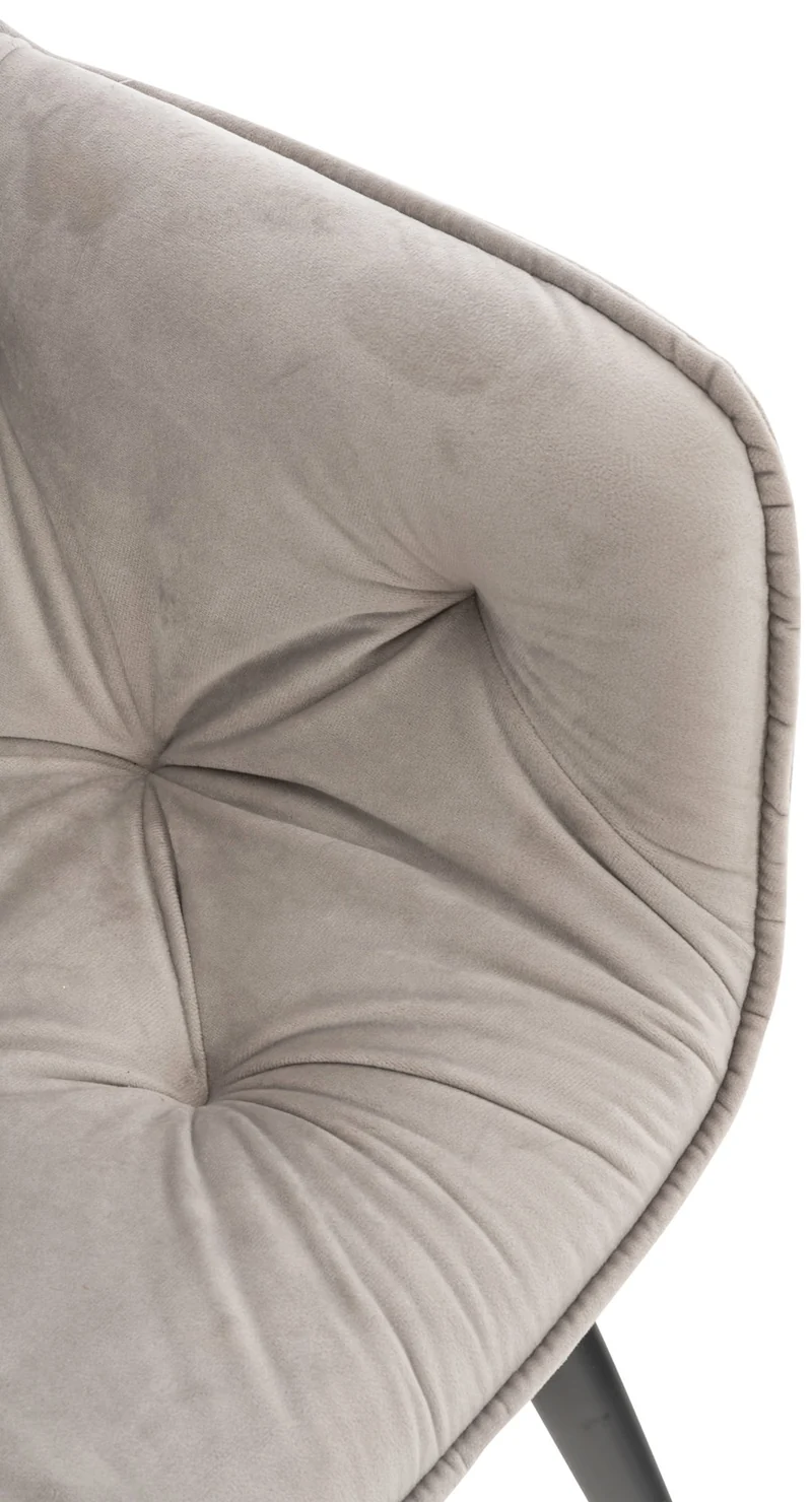 Chaise de coiffeuse salon bureau rembourré confortable et moderne capitonné velours gris FAL10526