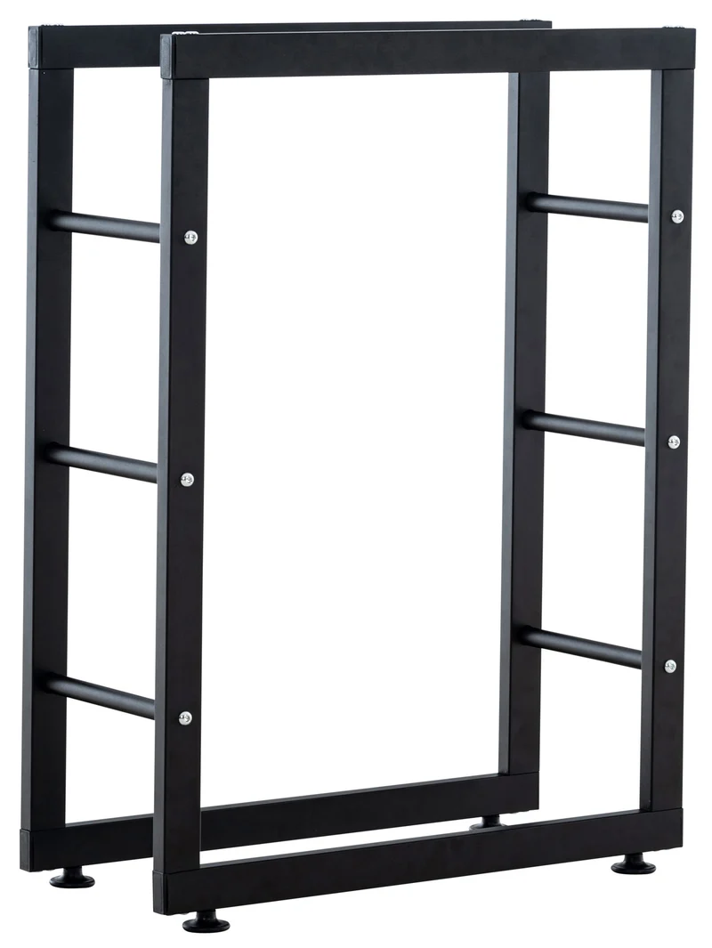 Range-bûches étagère support bois de cheminée 25x100x125 cm métal mat noir DEC10027