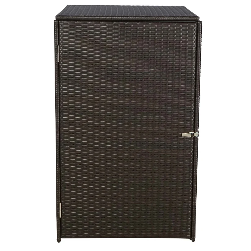 Abri de poubelle extérieur conteneur à ordures en rotin poly marron 120 litres 04_0002858