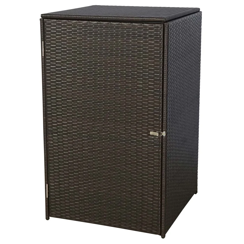 Abri de poubelle extérieur conteneur à ordures en rotin poly marron 120 litres 04_0002858