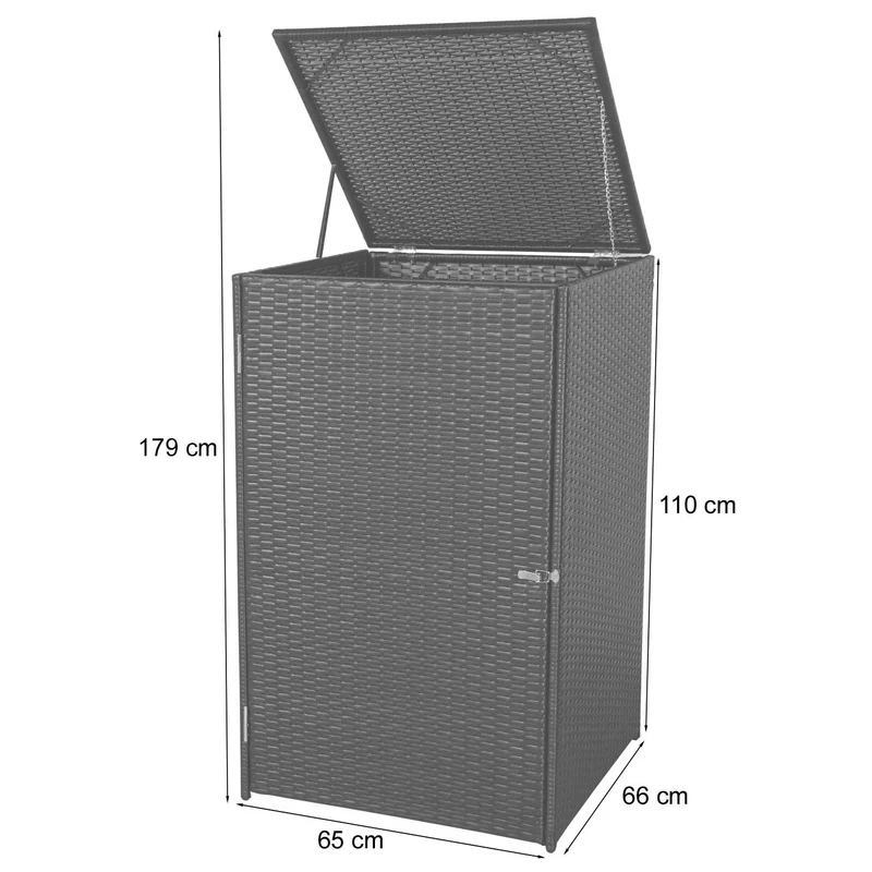 Abri de poubelle extérieur conteneur à ordures en rotin poly marron 120 litres 04_0002858