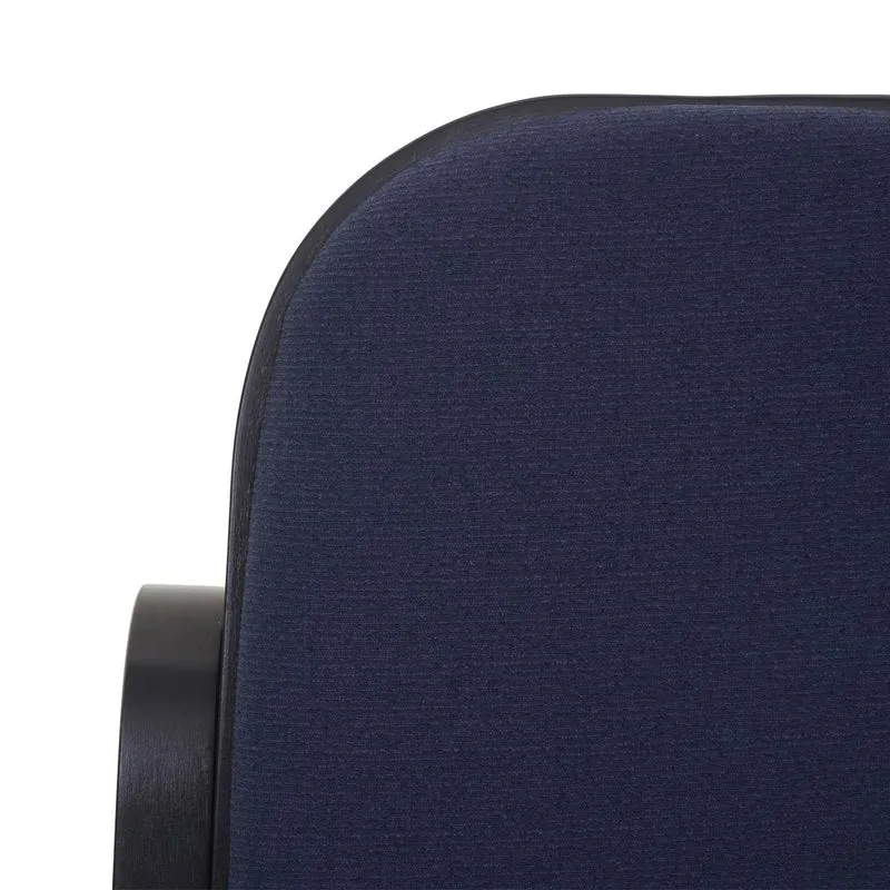 Fauteuil à bascule rocking chair en bois foncé assise en tissu gris anthracite FAB04031