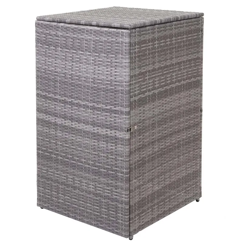 Abri de poubelle extérieur conteneur à ordures en rotin poly gris 120 litres 04_0002859