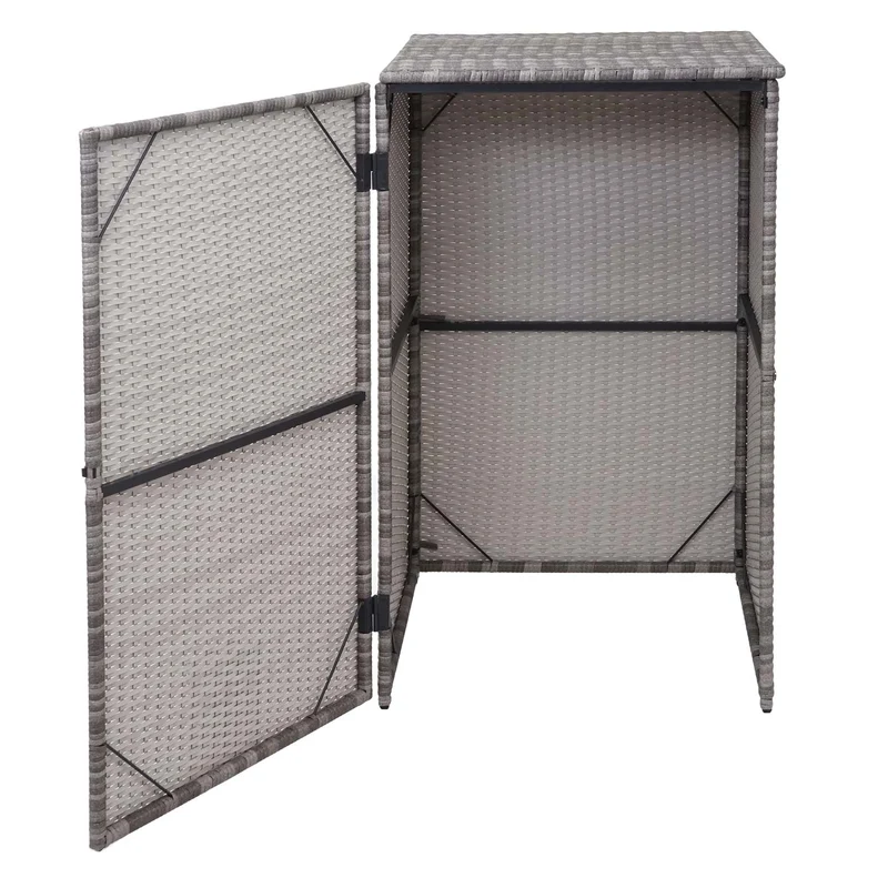 Abri de poubelle extérieur conteneur à ordures en rotin poly gris 120 litres 04_0002859