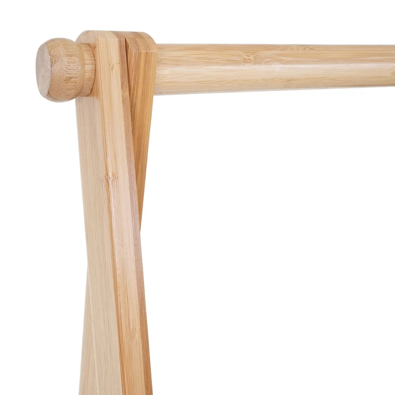 Portant porte-manteau vêtement avec étagère de rangement chaussure ou accessoire en bambou pliable 150x84x57cm 04_0004926