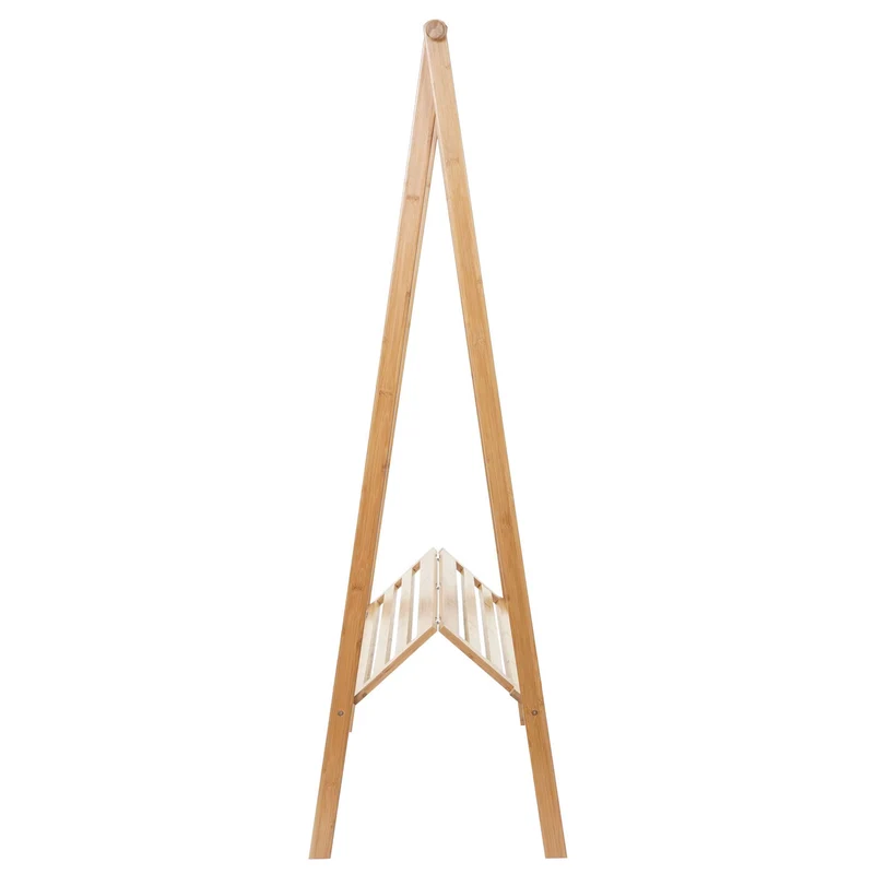 Portant porte-manteau vêtement avec étagère de rangement chaussure ou accessoire en bambou pliable 150x84x57cm 04_0004926