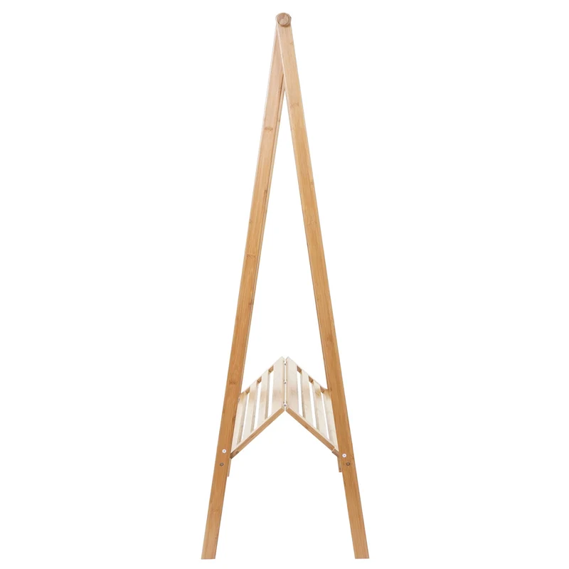 Portant porte-manteau vêtement avec étagère de rangement chaussure ou accessoire en bambou pliable 150x84x57cm 04_0004926