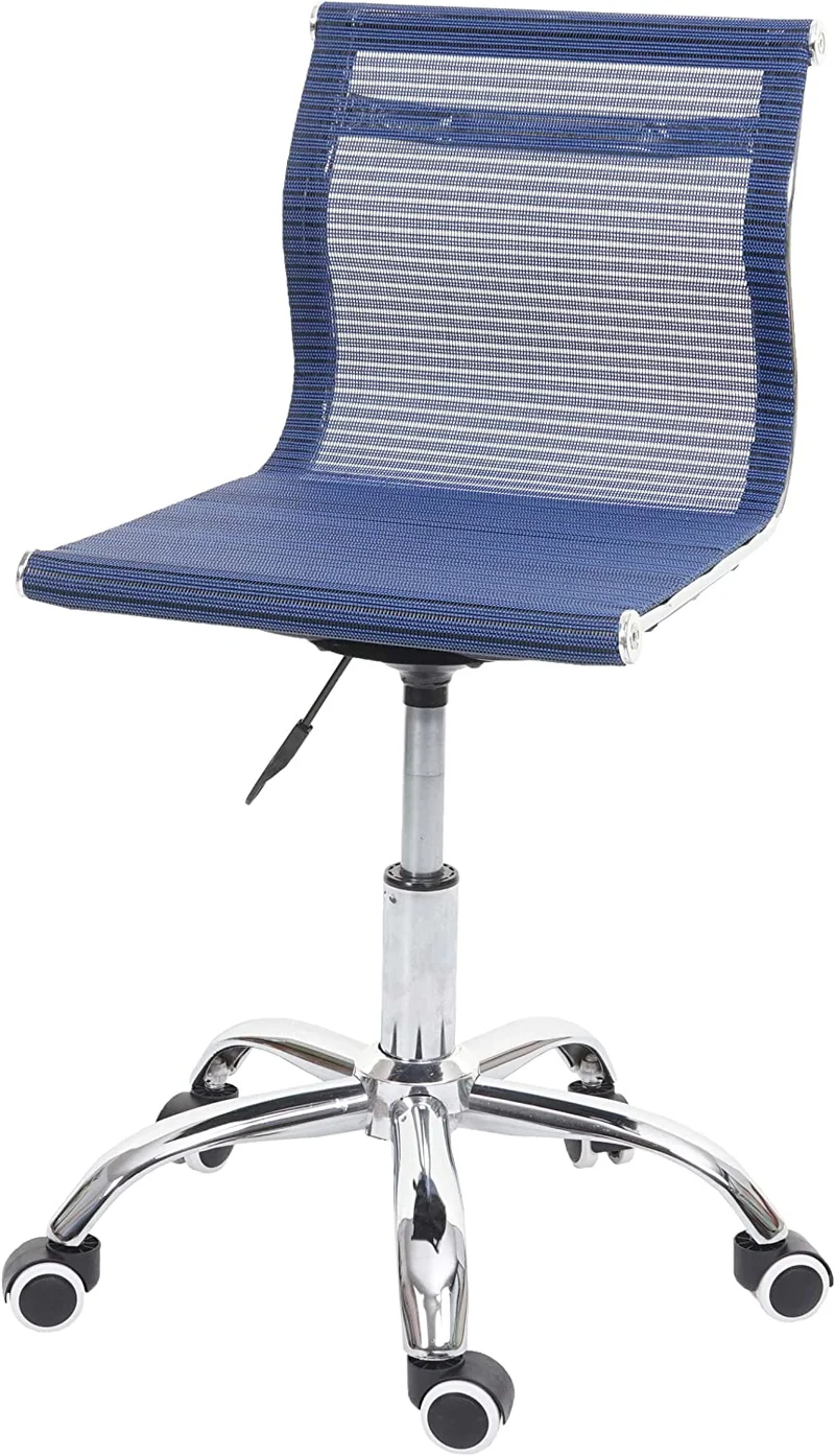 Chaise de bureau pivotante sans accoudoirs revêtement en maille tissu/textile bleu BUR04110