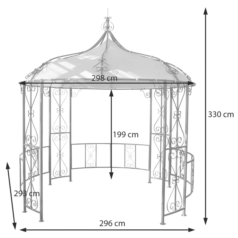 Pergola pavillon arche de jardin rond tonnelle chapiteau tente de réception cadre en acier robuste Ø 3m crème 04_0004059
