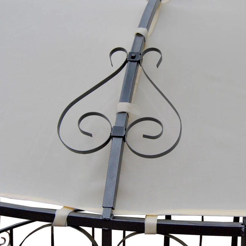 Pergola pavillon arche de jardin rond tonnelle chapiteau tente de réception cadre en acier robuste Ø 3m crème 04_0004059