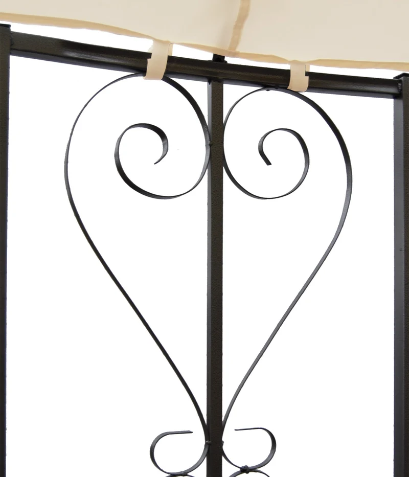 Pergola pavillon arche de jardin rond tonnelle chapiteau tente de réception cadre en acier robuste Ø 3m crème 04_0004059