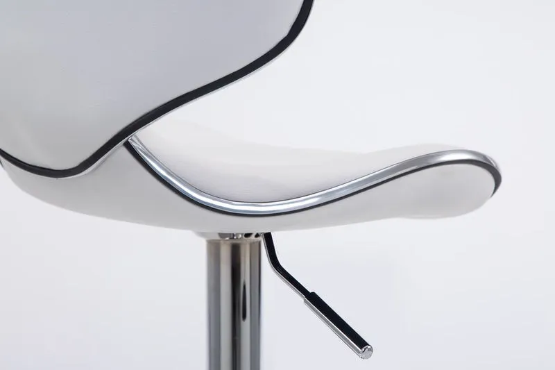 Tabouret de bar chaise de bar x2 hauteur réglable avec repose pieds en synthétique blanc et métal TDB10123