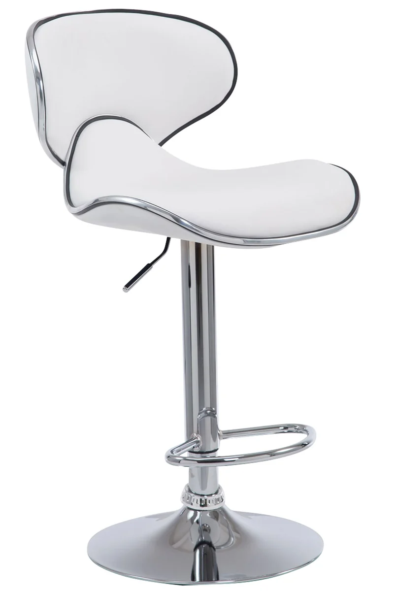 Tabouret de bar chaise de bar hauteur réglable avec repose pieds en synthétique blanc et métal 10_0000078