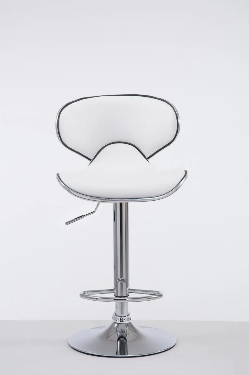 Tabouret de bar chaise de bar hauteur réglable avec repose pieds en synthétique blanc et métal 10_0000078