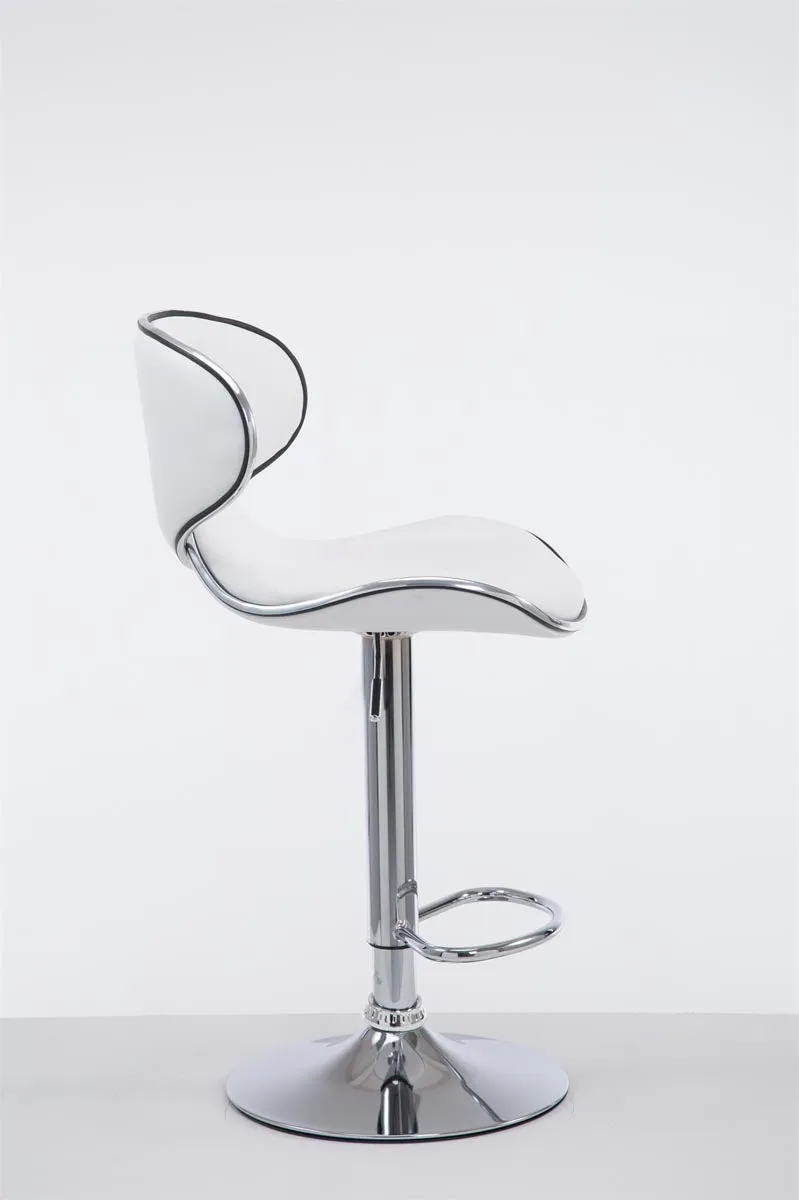 Tabouret de bar chaise de bar hauteur réglable avec repose pieds en synthétique blanc et métal 10_0000078
