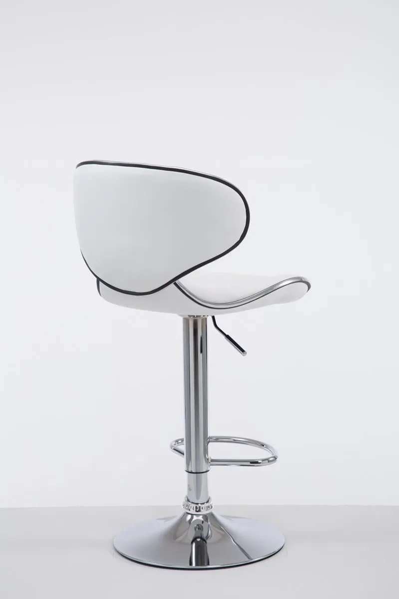 Tabouret de bar chaise de bar hauteur réglable avec repose pieds en synthétique blanc et métal 10_0000078