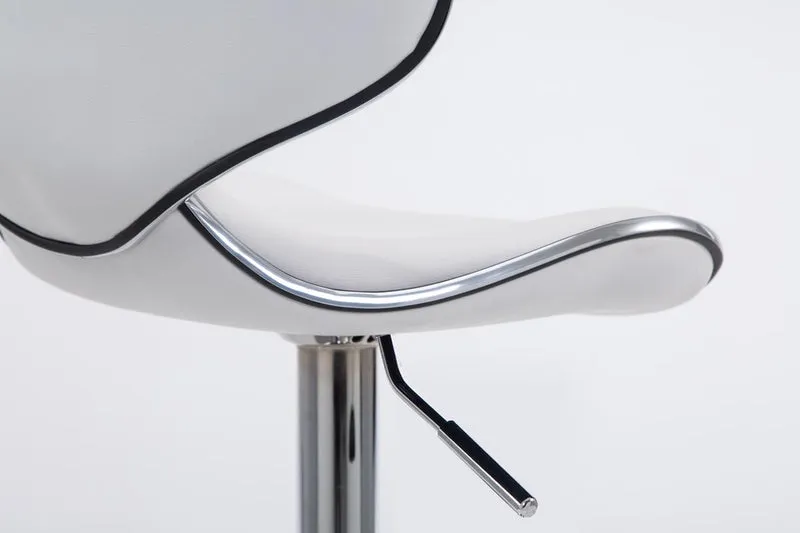 Tabouret de bar chaise de bar hauteur réglable avec repose pieds en synthétique blanc et métal 10_0000078