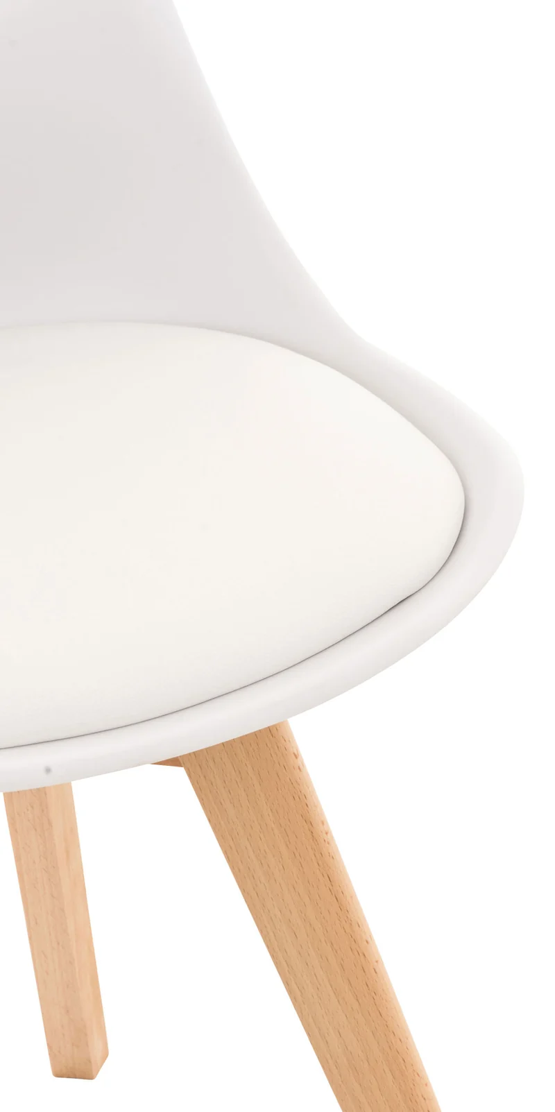 Lot de 4 chaises de salle à manger cuisine ou bureau en plastique et synthétique blanc pieds en bois 10_0000323